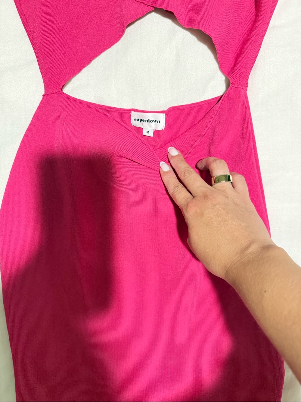 superdown Hot Pink Backless Cutout Midi Dress